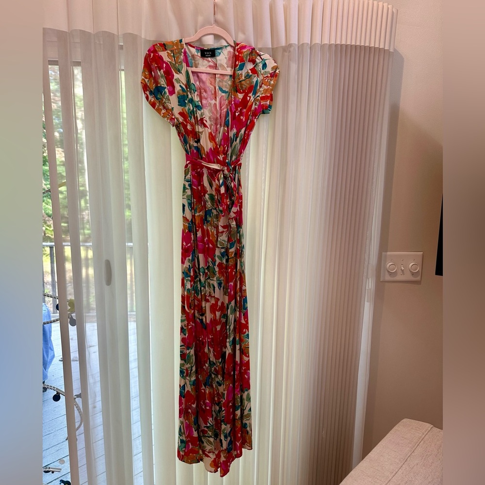 Vici What In Carnation Bardot Wrap Maxi Dress